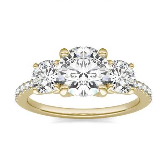 18K Yellow Gold Ring With Premium White Moissanite Diamond (D VVS1)