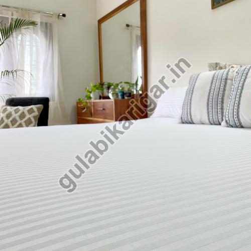 Cotton Satin Bedsheet with Stripes