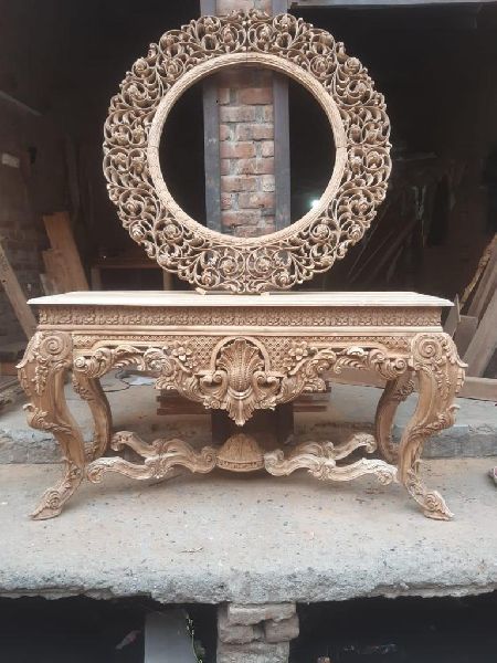 Wooden Console Table With Mirror