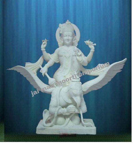 Marble Chakradhari Lord Vishnu Garud Statue