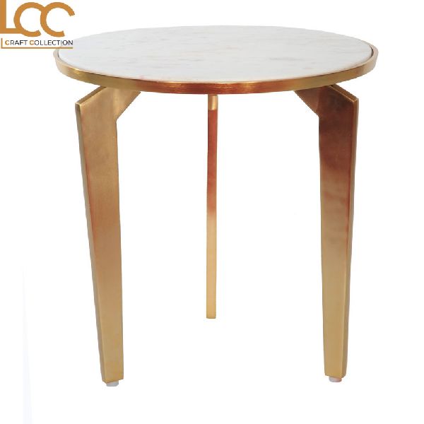 Marble top Side Table with Metal Base