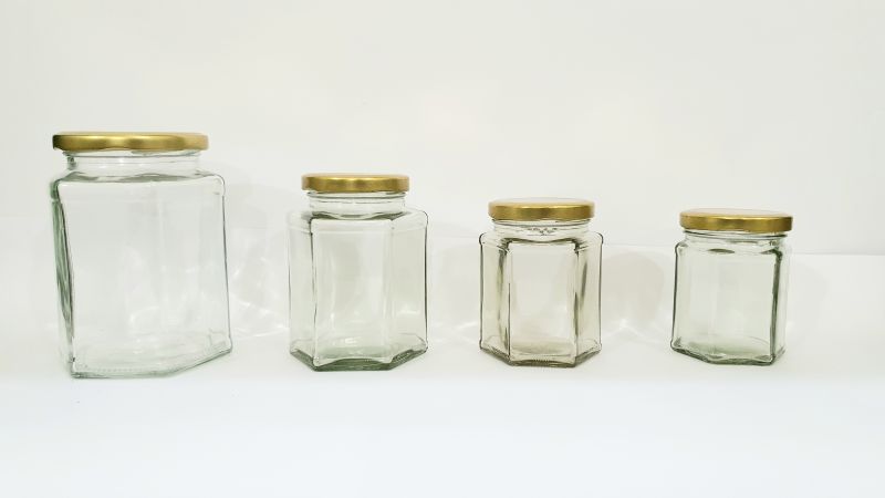 Lug Cap Hexa Glass Jar