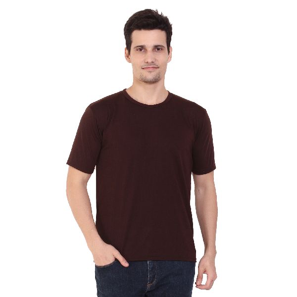 Mens Half Sleeve  Brown Round Neck T-Shirt