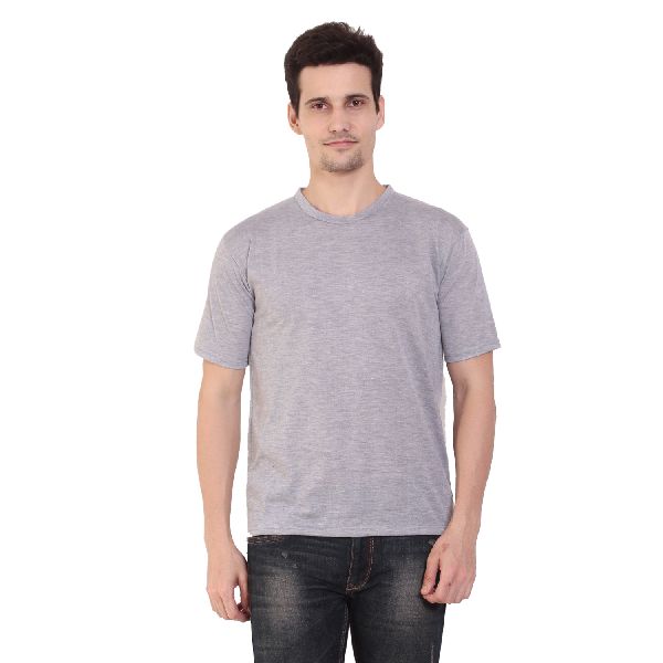 Mens Half Sleeve Grey Round Neck T-Shirt