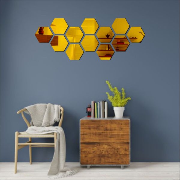 Hexagon Golden Wall Sticker