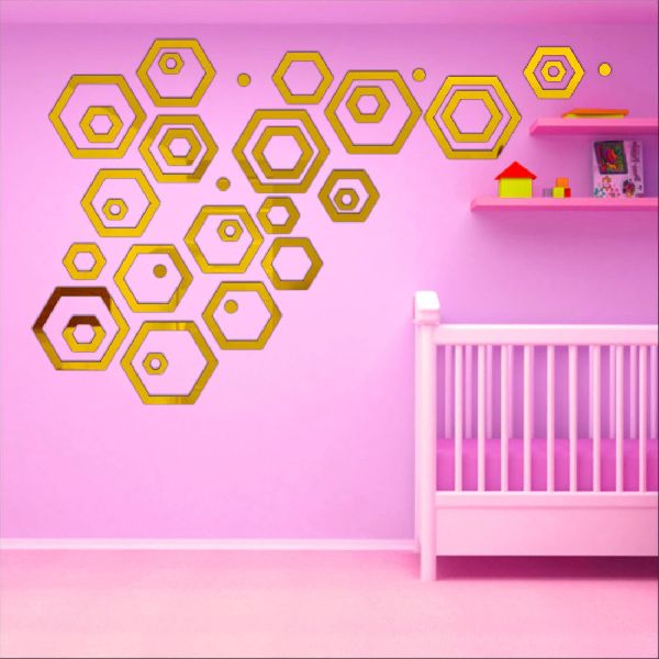 Hexagon Ring Golden Wall Sticker
