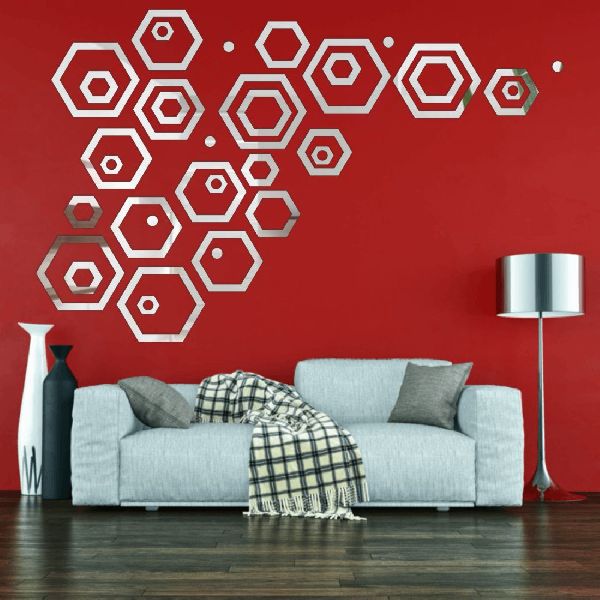 Hexagon Ring Silver Wall Sticker