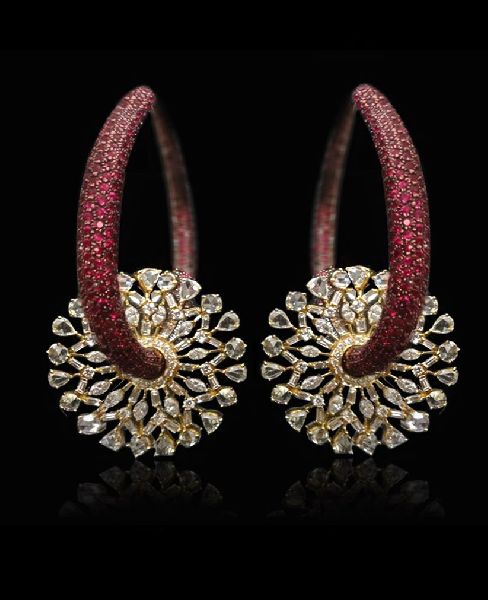 Ruby Polki Diamond Earrings