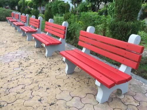 Red Concrete Garden Bench