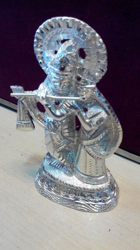 Silver Plated Radha Krishna Statue