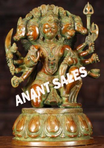 Brass Panchmukhi Hanuman Statue