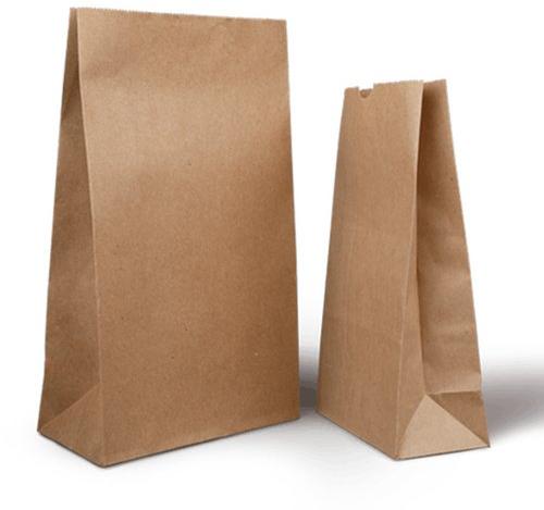 Plain Kraft Paper Bag  V Bottom Bag with twisted handle Pack of 50