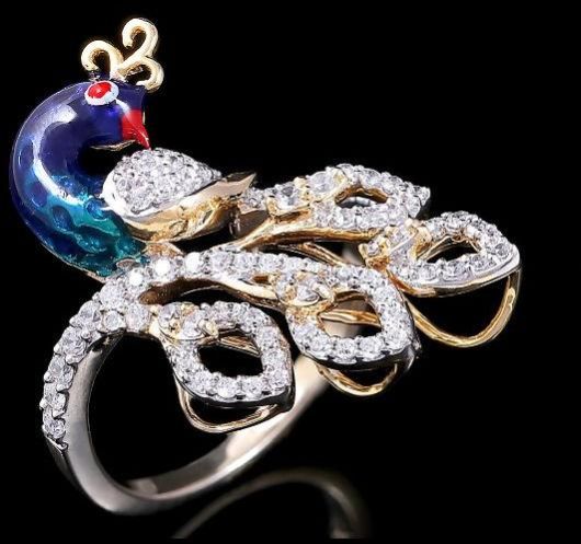 The Iowa: Vintage Pear Shaped Peacock Sapphire and Diamond Ring