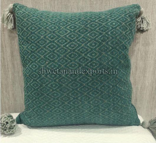 100% Cotton Woven Green Cushion Cover