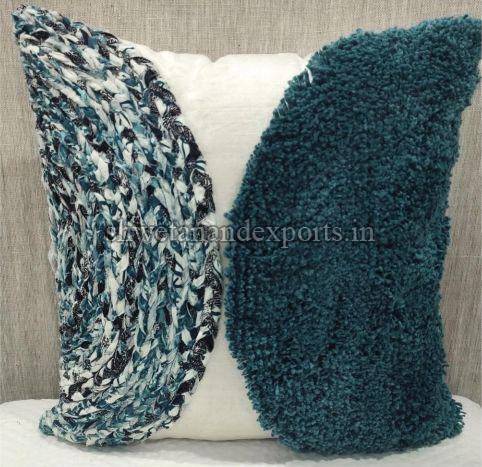 Cotton Velvet Blue Cushion Cover