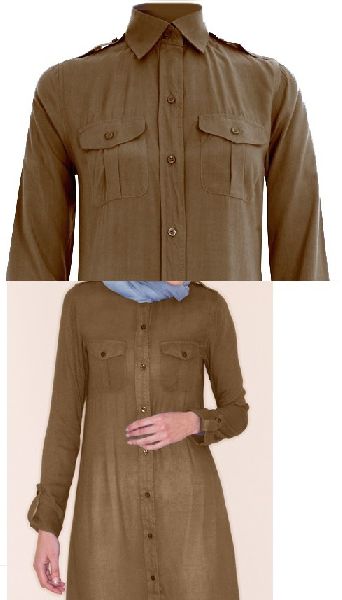 Brown Shirt Collar Abaya with Box Pleats