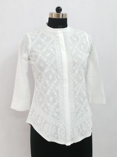White Chikan Embroidered Top