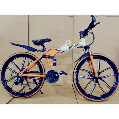 Orange-White 10 Spokes 21 Gears Foldable Bicycle