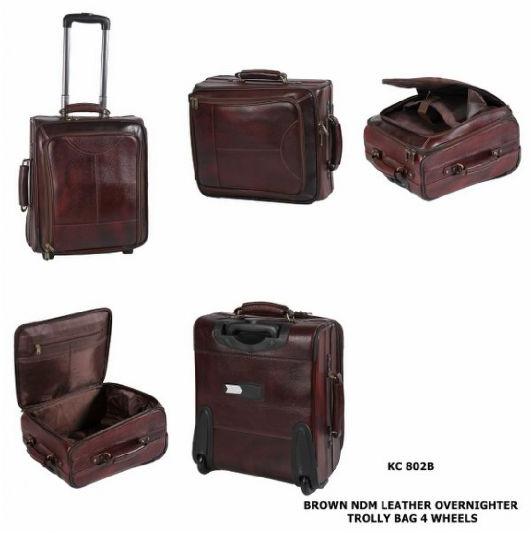 Brown NDM Leather Trolley Bag