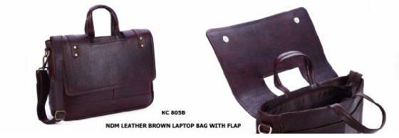 Leather Laptop Bag with Flap