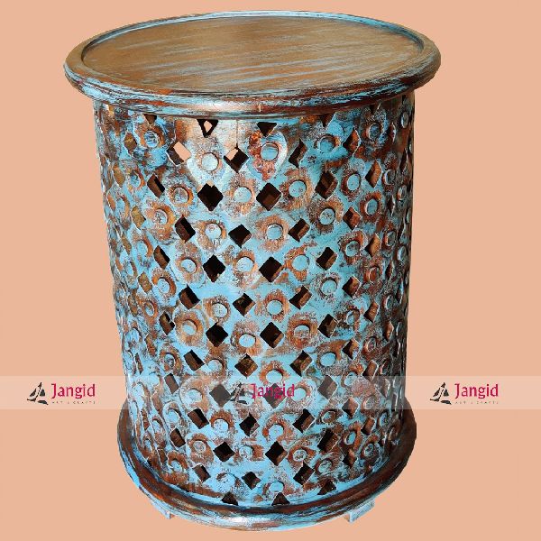 Hand Carved Round Side Table Design