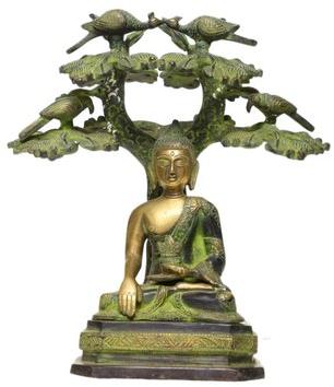 12 X 11 Inch Bronze Buddha Statue