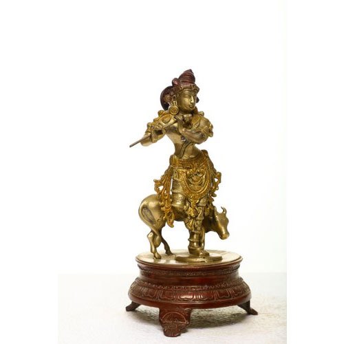 Golden Bronze Krishna Statue