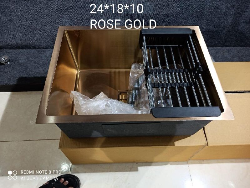 24x18x10 Inches Rose Gold Stainless Steel Sink