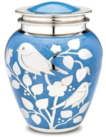 Blue with Silver Blessing Birds Cremation Urn