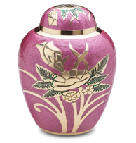 Lilac Rose Enameled Cremation Urn