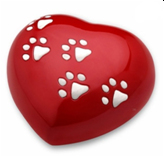 Red Heart Paw Print Large Pet Cremation Urn