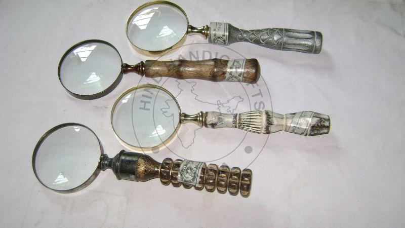 Antique Wood Brass Magnifiers