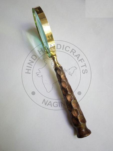 HHC10 Antique Wood Brass Magnifier