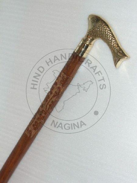 HHC109 Wood Brass Walking Stick