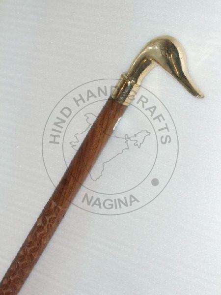 HHC110 Wood Brass Walking Stick
