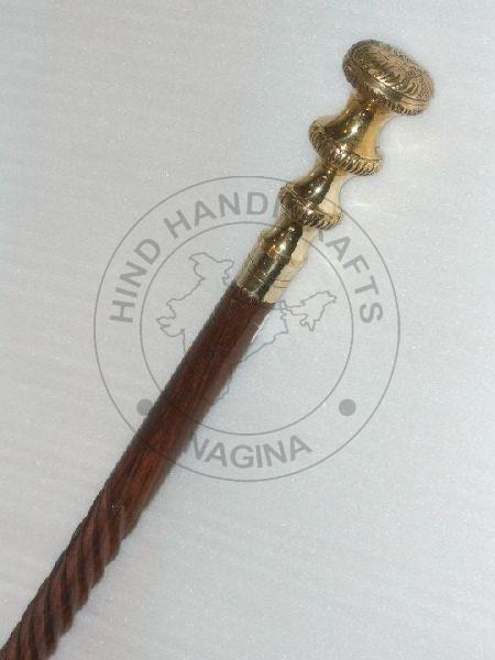 HHC111 Wood Brass Walking Stick