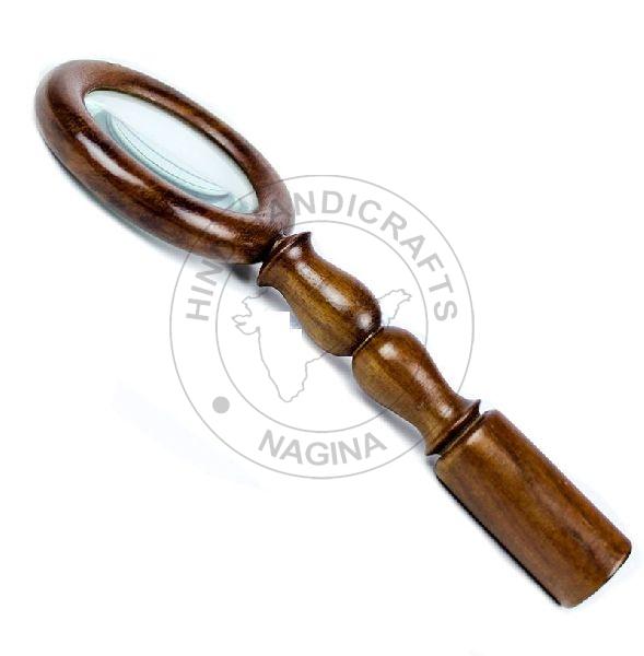 HHC18 Antique Wood Brass Magnifier
