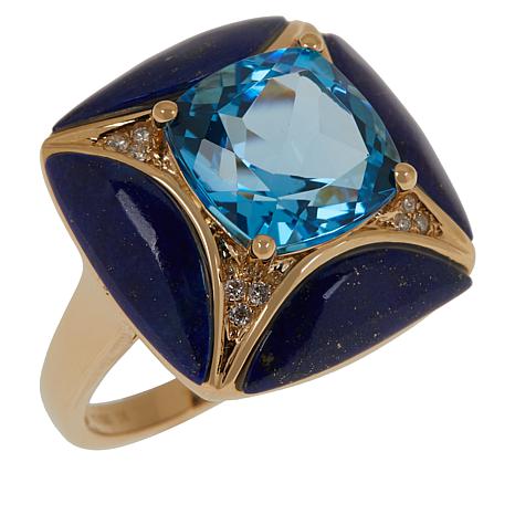 Art Deco Blue Topaz Ring