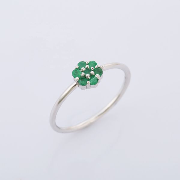 14K Emerald White Gold Ring