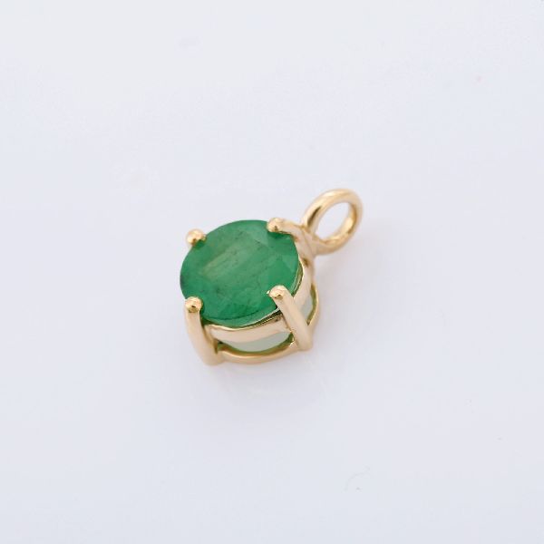 Precious Emerald Solitaire 14K Yellow Gold Pendant