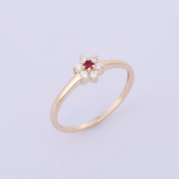 Precious Ruby with Diamond 14K Yellow Gold Ring