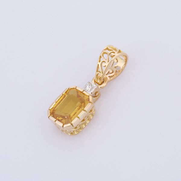 Precious Yellow Sapphire Solitaire 18K Yellow Gold Pendant
