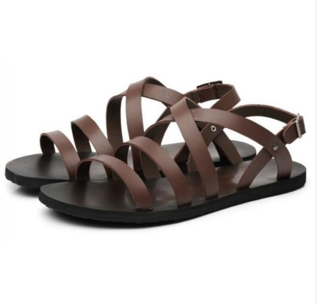 Mens Brown Leather Strappy Gladiator Sandals