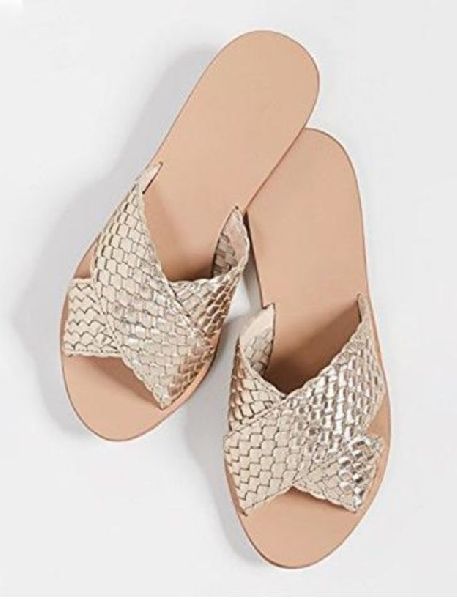 Synthetic Suede Blush Slip On Flat Sandals