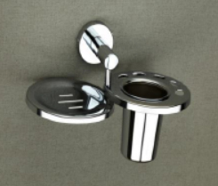 Round Series Stainless Steel Soap Dish With Tumbler Holder