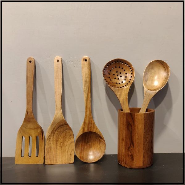 Wooden Spoon Set with Stand