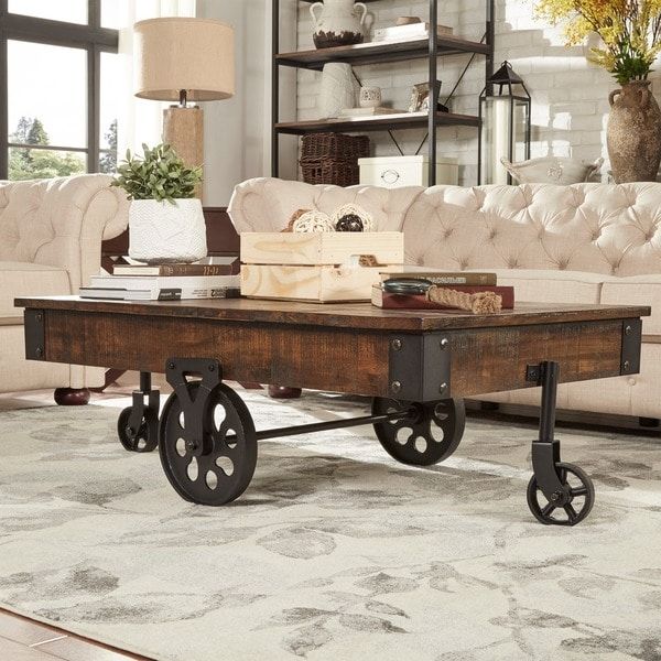 Industrial Cart Coffee Table, Rustic Factory Cart Coffee Table Taiwan