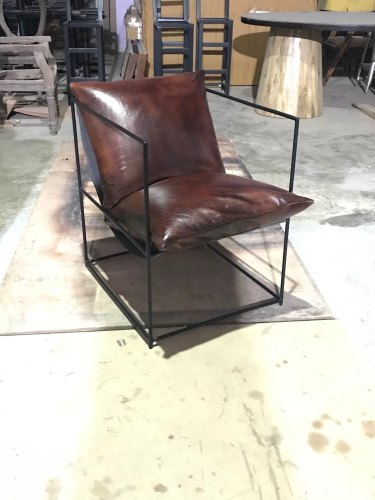 Iron Leather Lounge Chair