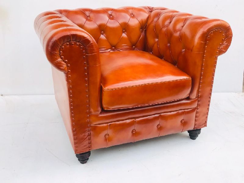 Single Seater Leather Chesterfield Sofa