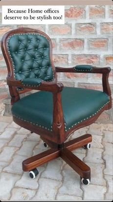 Wooden and Leatherette Office Chair